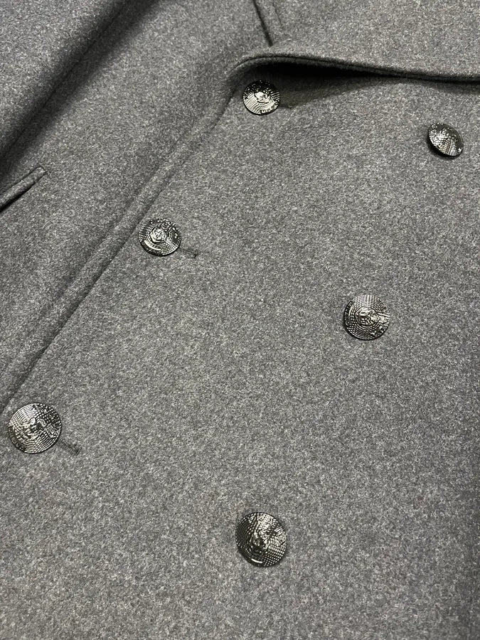 AW2006 Prada Peacoat Grey Buttoned Naval Wool Jacket (M) bunIGbO 6