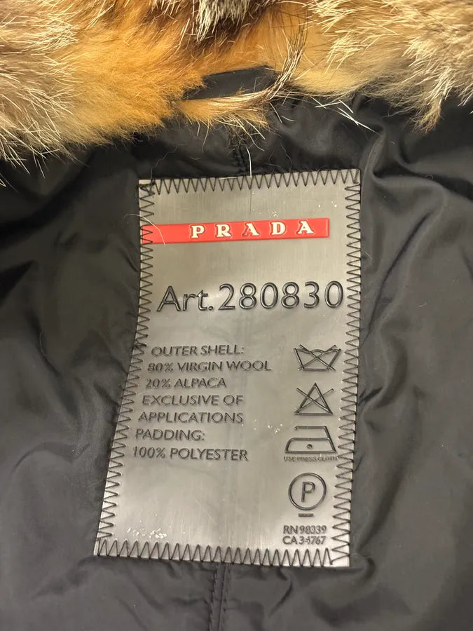AW2006 Prada Pins Fur Collar Black Wool Jacket ltaecrG 12