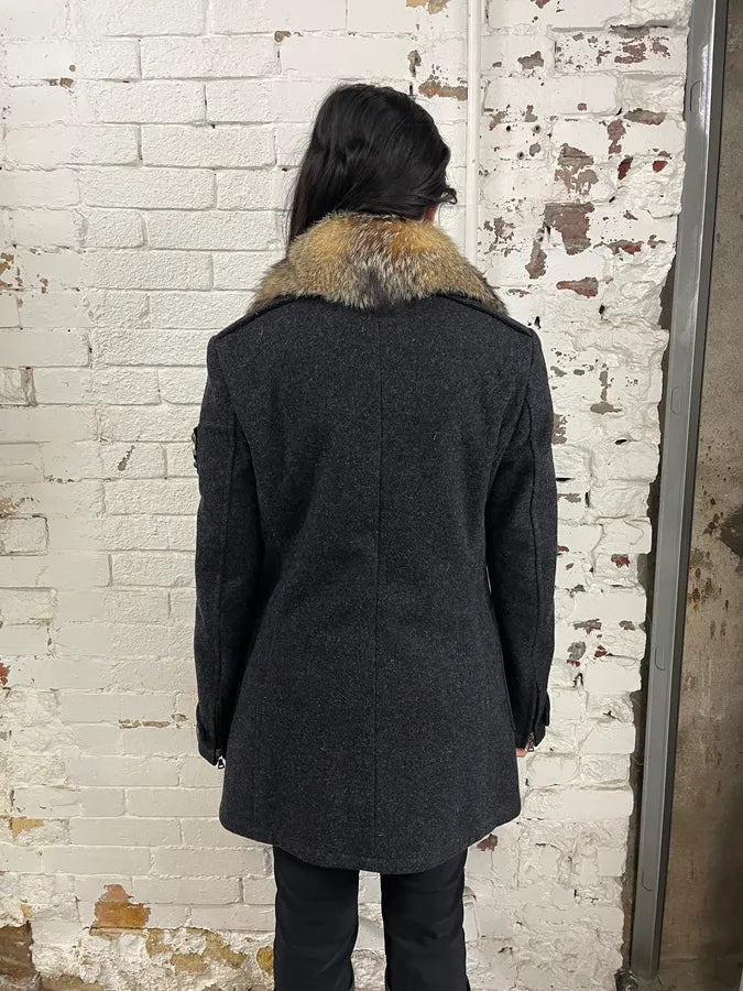 AW2006 Prada Pins Fur Collar Black Wool Jacket ltaecrG 3