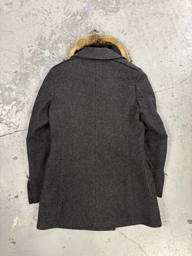 AW2006 Prada Pins Fur Collar Black Wool Jacket ltaecrG 5