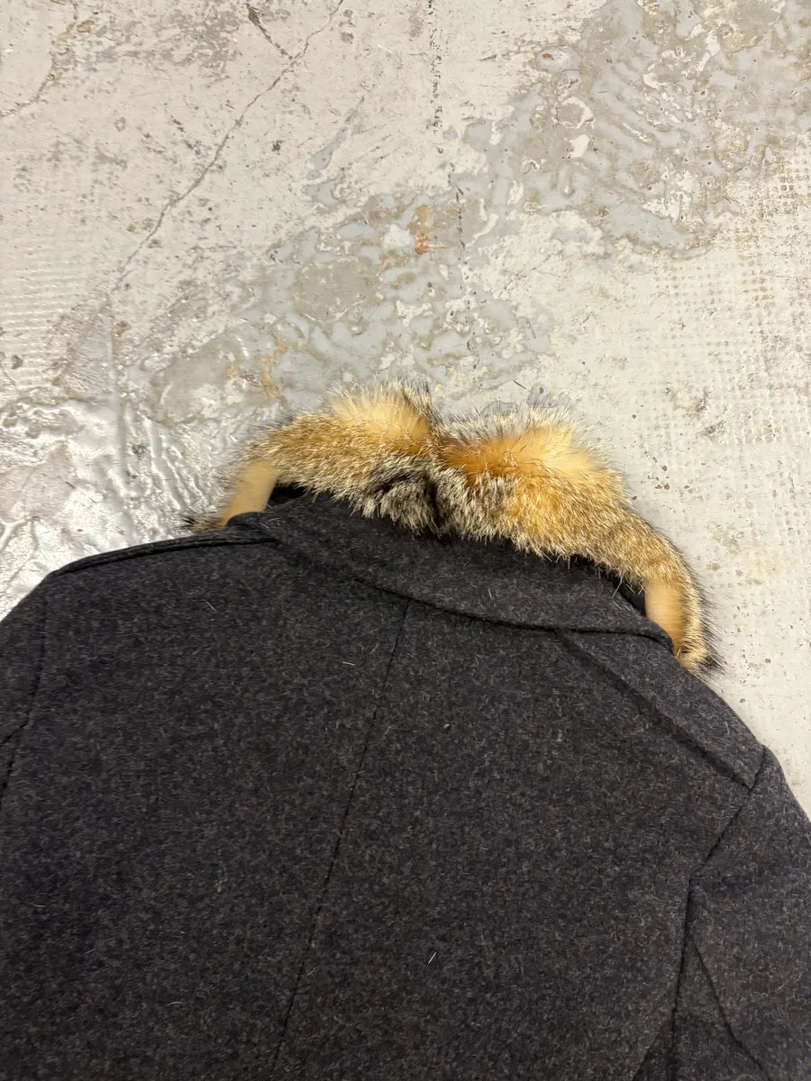 AW2006 Prada Pins Fur Collar Black Wool Jacket ltaecrG 6