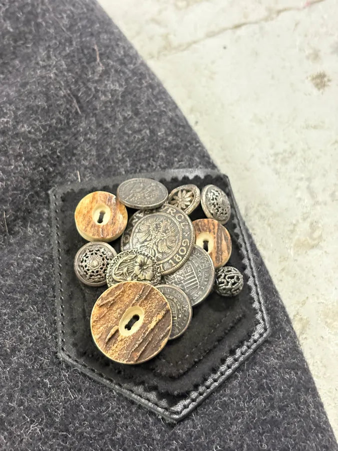 AW2006 Prada Pins Fur Collar Black Wool Jacket ltaecrG 9