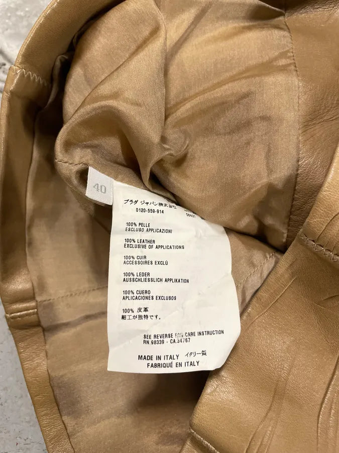 AW2006 Prada Plissed Beige Leather Jacket (S/M) aKRNaes 7