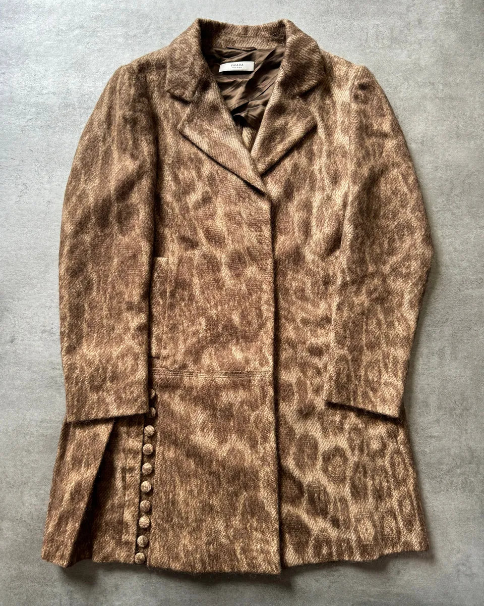 AW2006 Prada Wool Glamour Leopard Effect Trench Jacket RxdzuKh 0