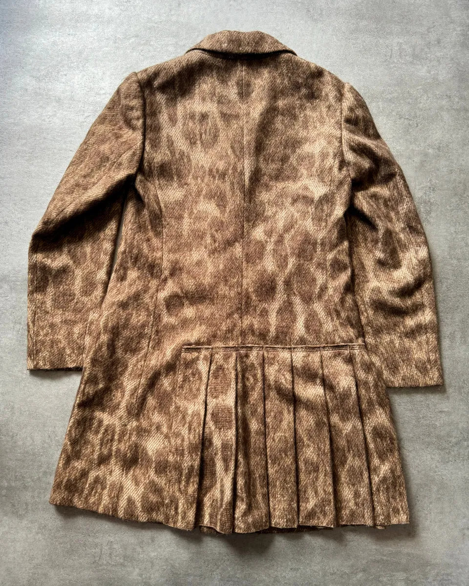AW2006 Prada Wool Glamour Leopard Effect Trench Jacket RxdzuKh 2