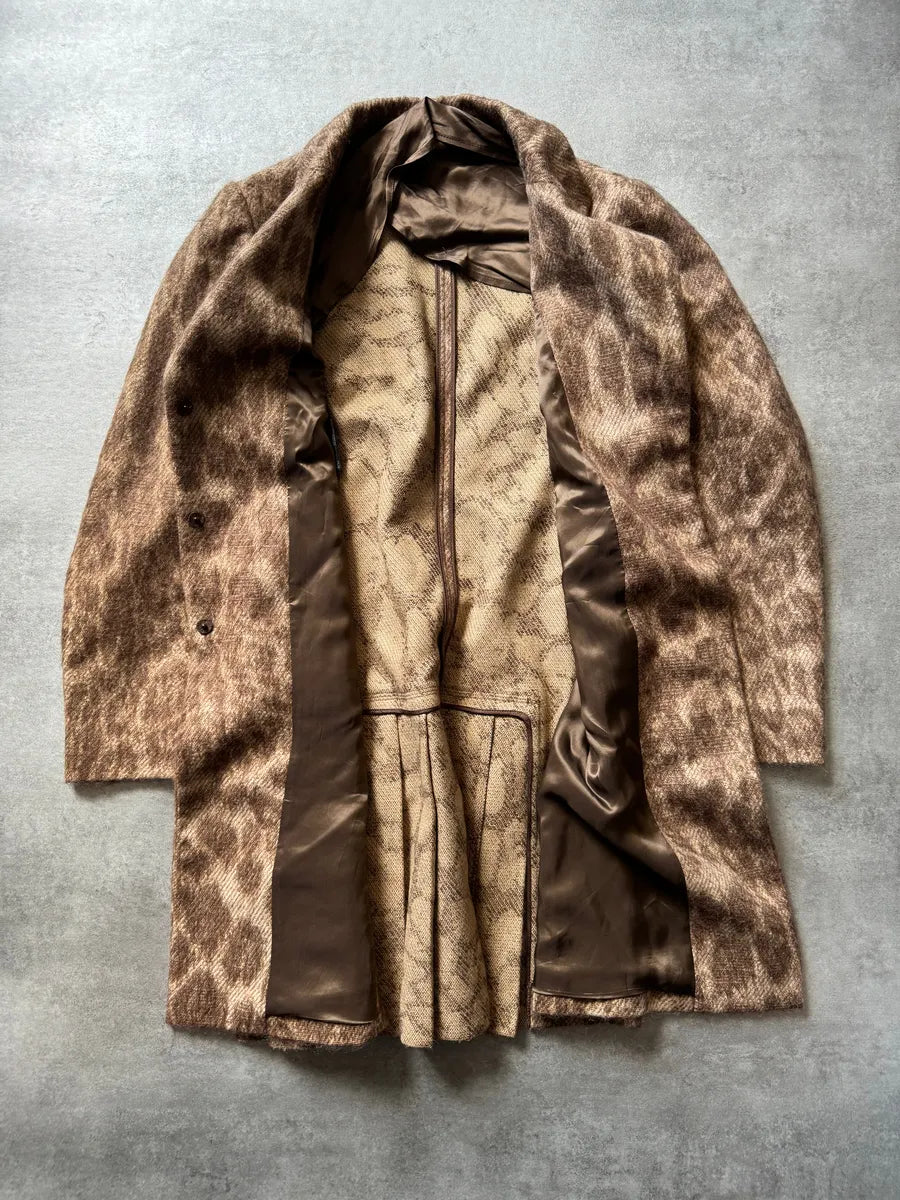 AW2006 Prada Wool Glamour Leopard Effect Trench Jacket RxdzuKh 3