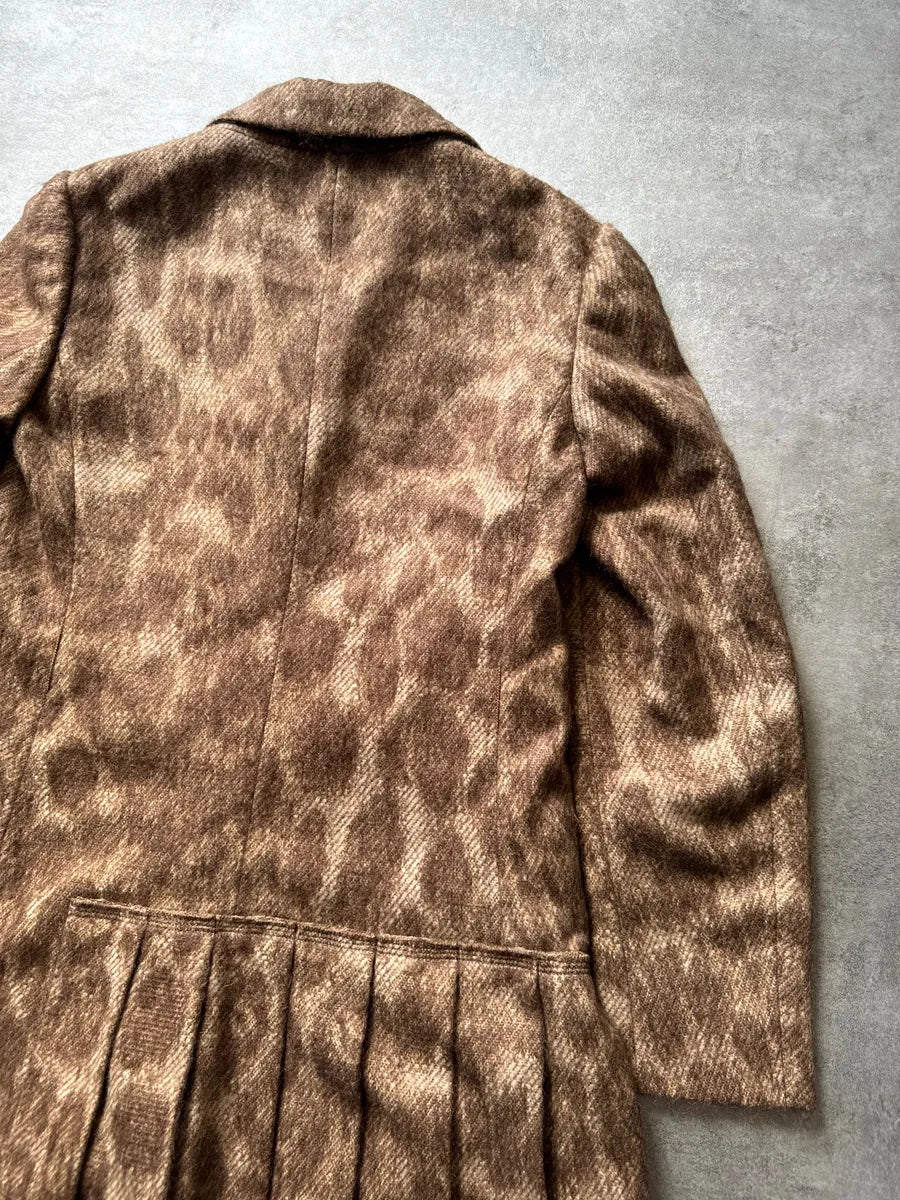 AW2006 Prada Wool Glamour Leopard Effect Trench Jacket RxdzuKh 5