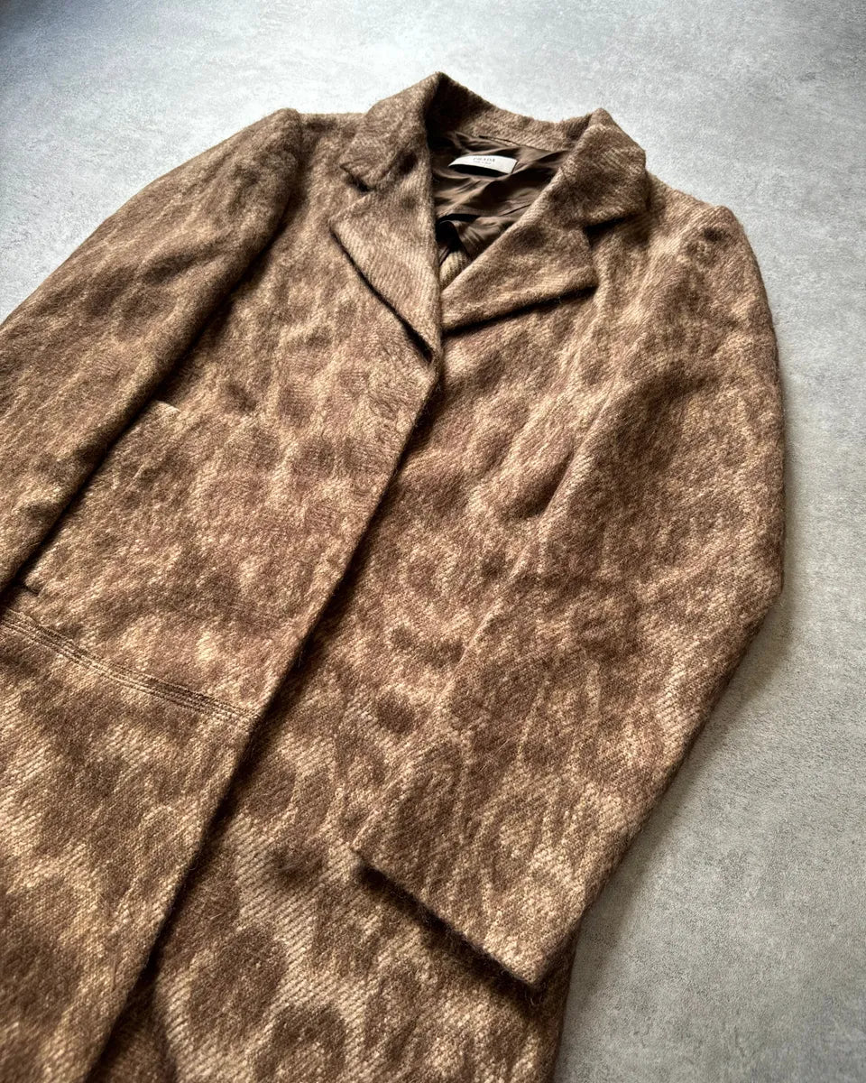 AW2006 Prada Wool Glamour Leopard Effect Trench Jacket RxdzuKh 6