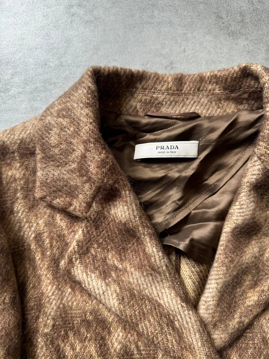 AW2006 Prada Wool Glamour Leopard Effect Trench Jacket RxdzuKh 8