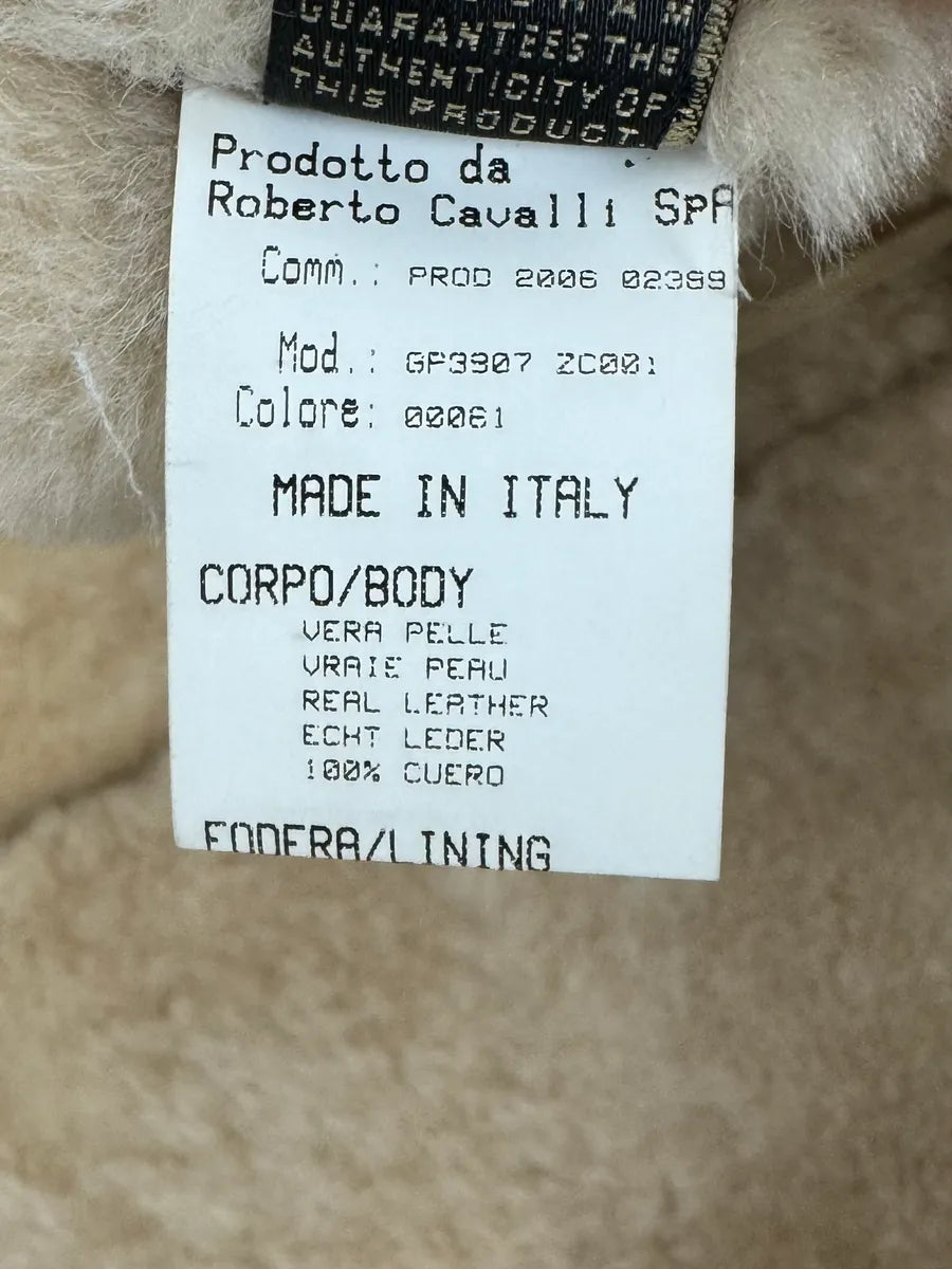 AW2006 Roberto Cavalli Fox Fur Collar Beige Leather Coat IbxdIkL 12