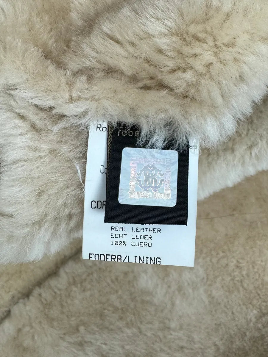 AW2006 Roberto Cavalli Fox Fur Collar Beige Leather Coat IbxdIkL 14