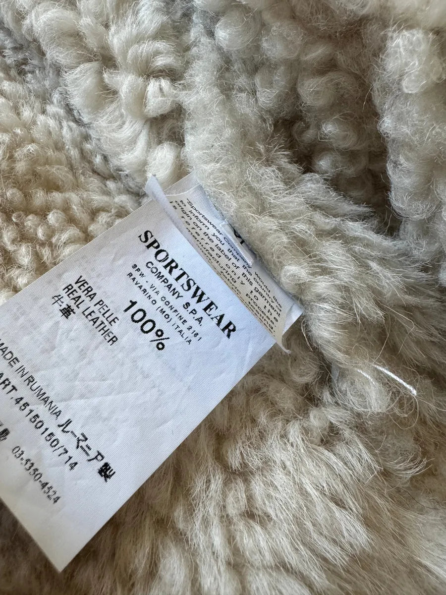 AW2006 Stone Island Hand Painted Sheepskin White Shearling Leather Jacket (L) nyJxmOr 6