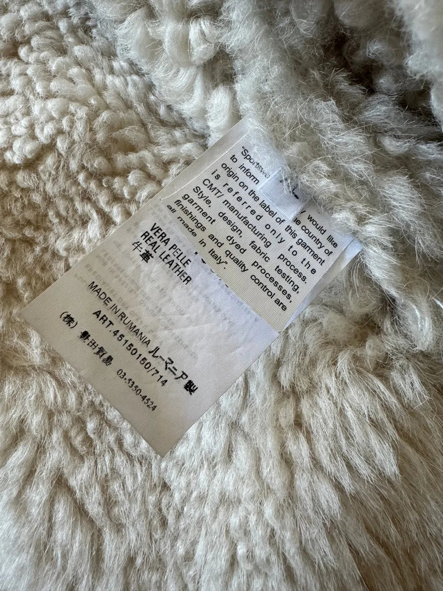 AW2006 Stone Island Hand Painted Sheepskin White Shearling Leather Jacket (L) nyJxmOr 7