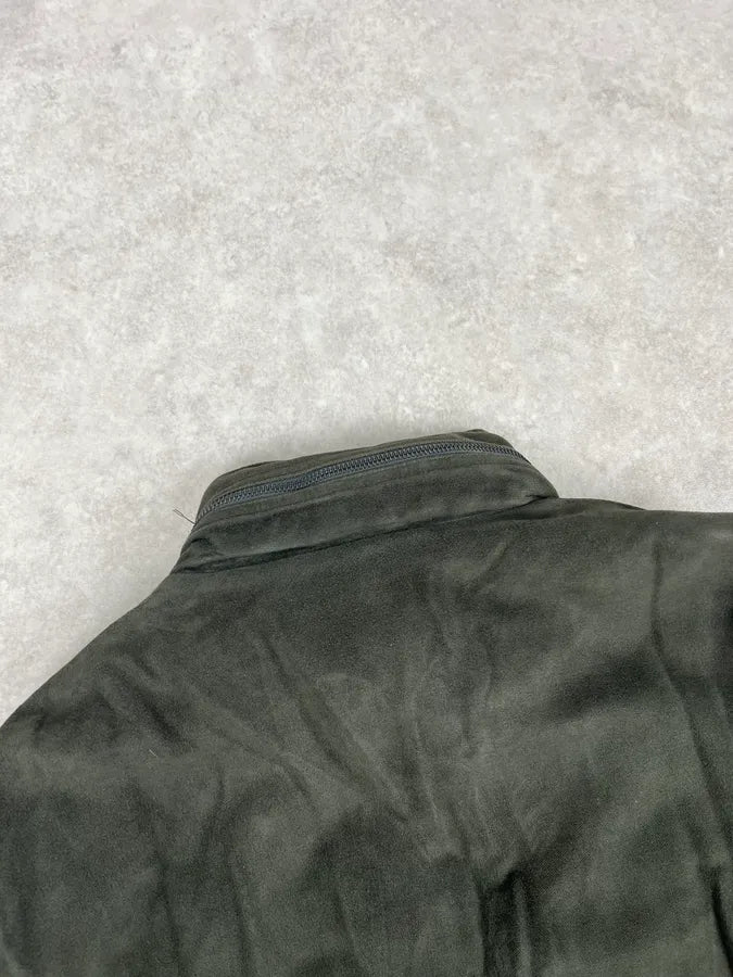 AW2006 Versace Olive Suede Leather Striped Bomber Jacket wcnCUks 7