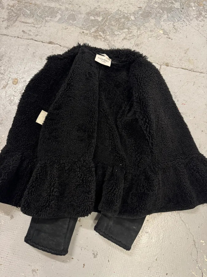 AW2006 Yves Saint Laurent Black Shearling Buttoned Jacket ptgxiHg 10