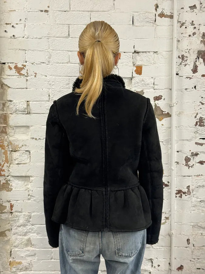 AW2006 Yves Saint Laurent Black Shearling Buttoned Jacket ptgxiHg 2