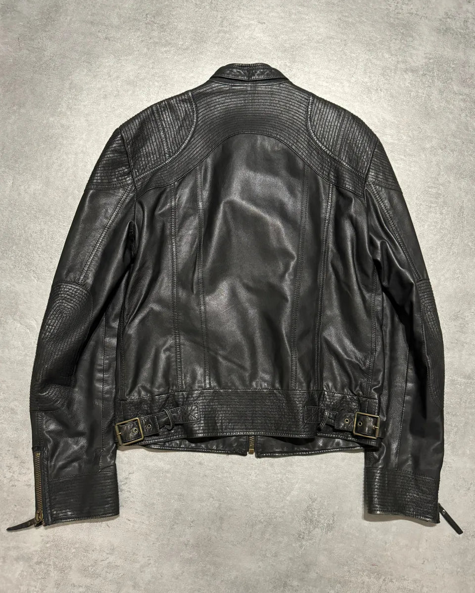 AW2007 Cavalli Black Sophisticated Biker Leather Jacket (M) 1