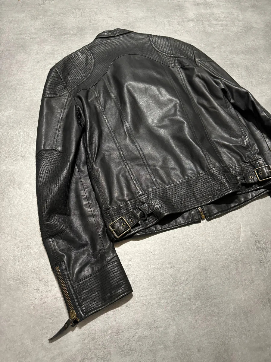 AW2007 Cavalli Black Sophisticated Biker Leather Jacket (M) 3