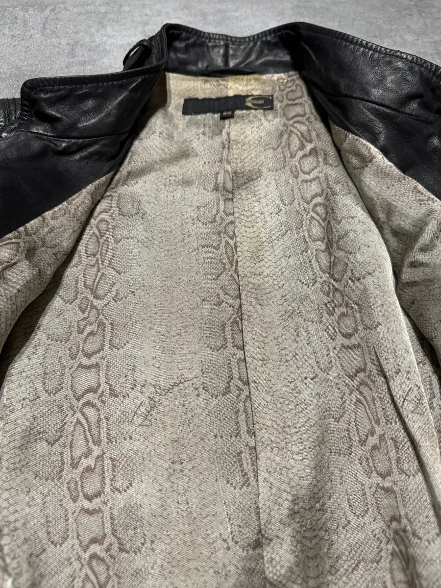 AW2007 Cavalli Black Sophisticated Biker Leather Jacket (M) 4