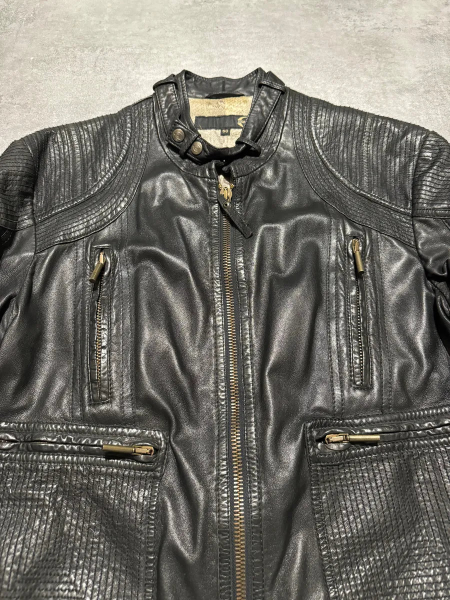AW2007 Cavalli Black Sophisticated Biker Leather Jacket (M) 6