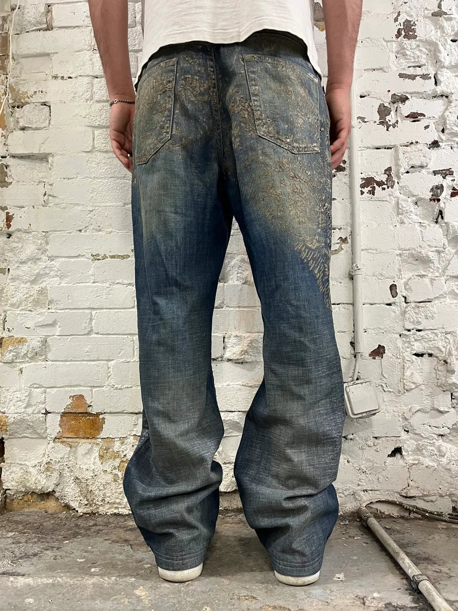 AW2007 Cavalli Blue Denim Gold Embellished Jeans ucOHBAS 2