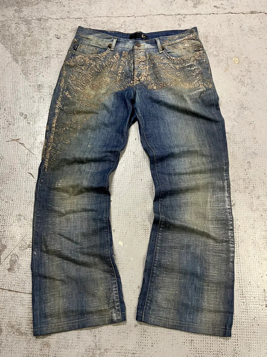 AW2007 Cavalli Blue Denim Gold Embellished Jeans ucOHBAS 3