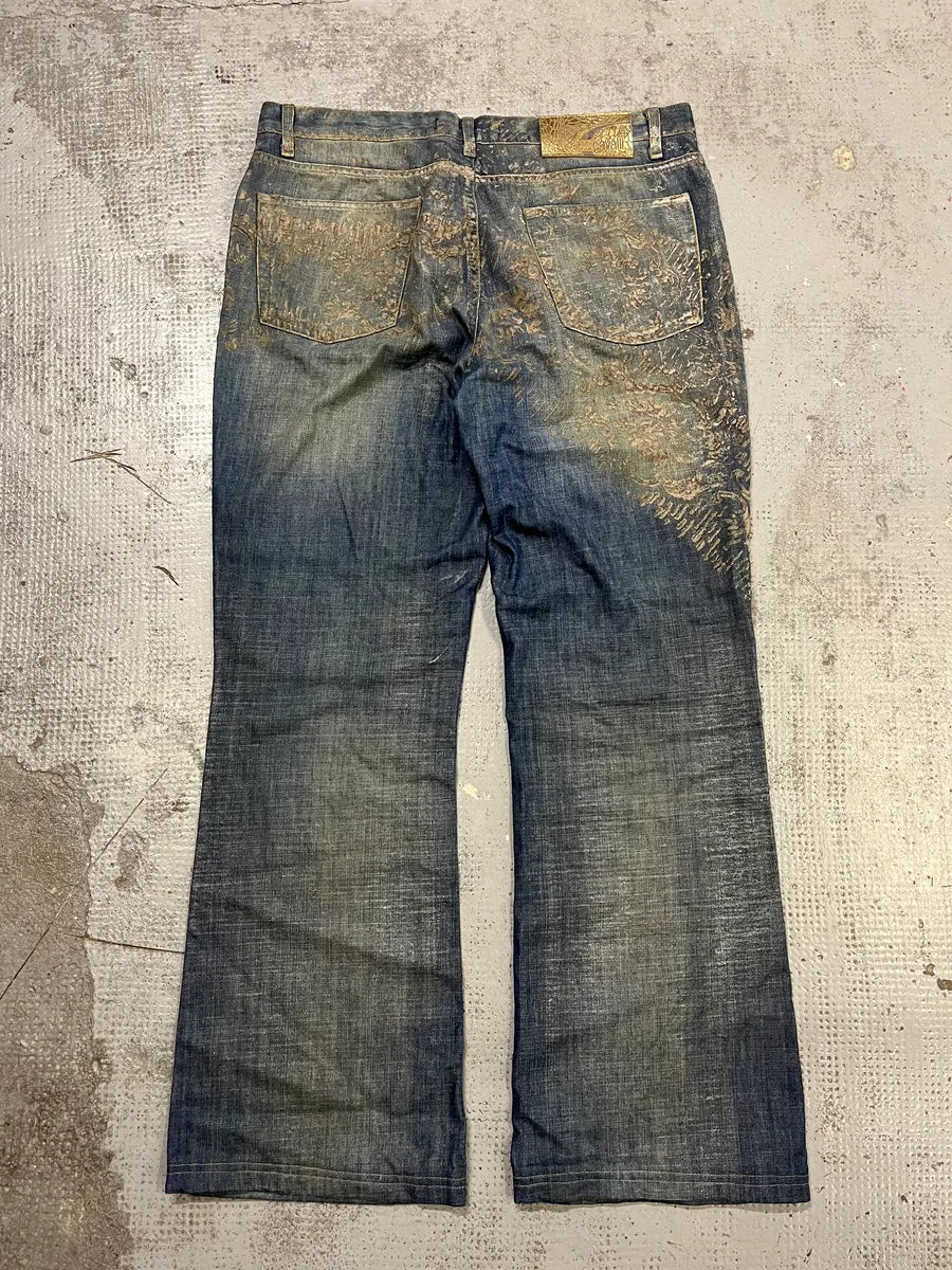 AW2007 Cavalli Blue Denim Gold Embellished Jeans ucOHBAS 4