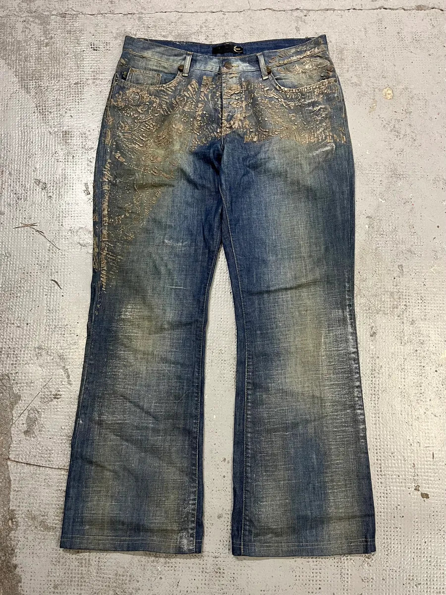 AW2007 Cavalli Blue Denim Gold Embellished Jeans ucOHBAS 5