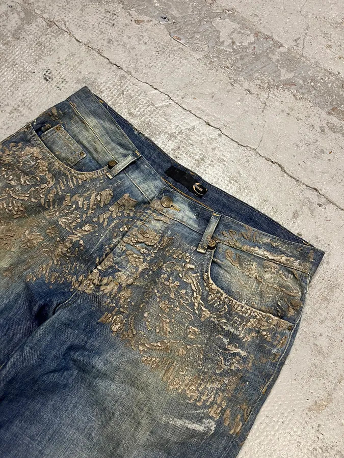 AW2007 Cavalli Blue Denim Gold Embellished Jeans ucOHBAS 6