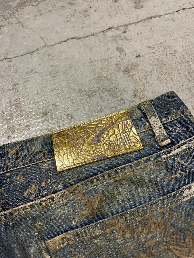 AW2007 Cavalli Blue Denim Gold Embellished Jeans ucOHBAS 7
