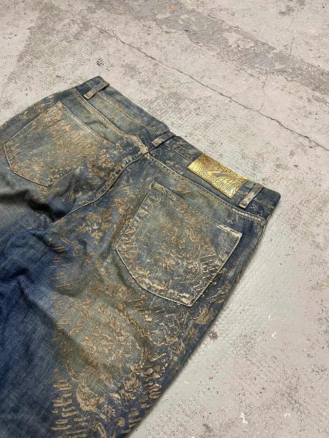 AW2007 Cavalli Blue Denim Gold Embellished Jeans ucOHBAS 8
