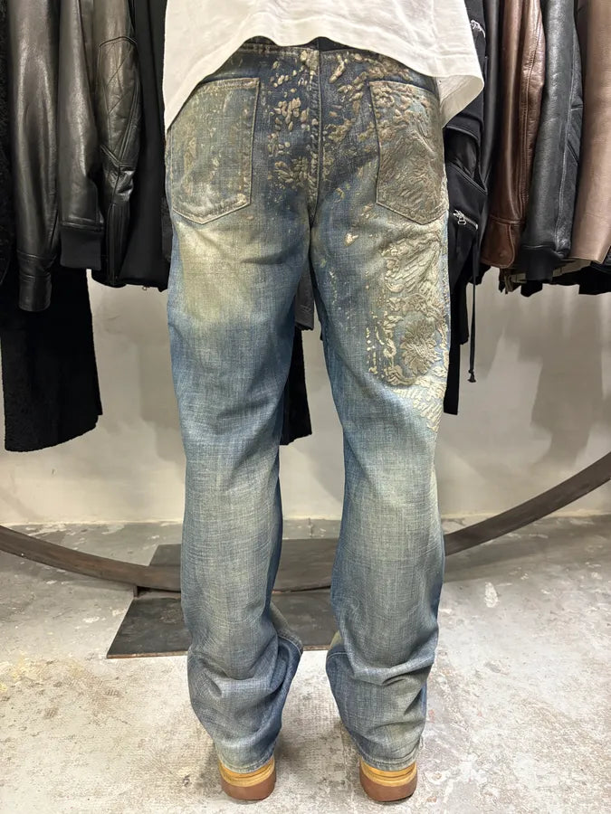 AW2007 Cavalli Blue Golden Aged Royal Denim Jeans (M) gxFQNnW 2