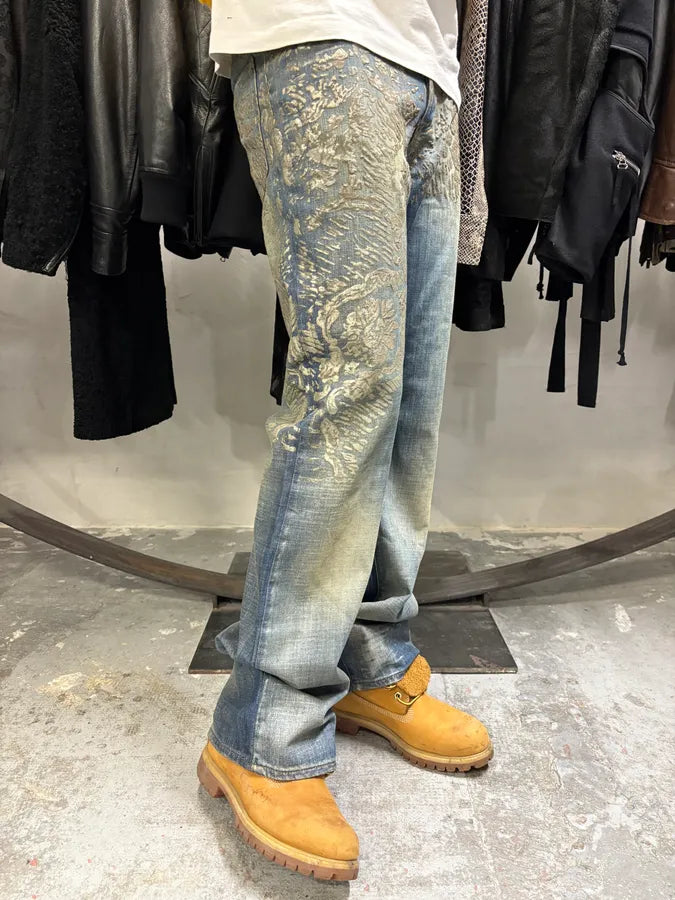 AW2007 Cavalli Blue Golden Aged Royal Denim Jeans (M) gxFQNnW 4