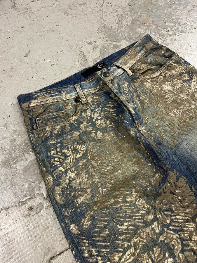 AW2007 Cavalli Blue Golden Aged Royal Denim Jeans (M) gxFQNnW 5