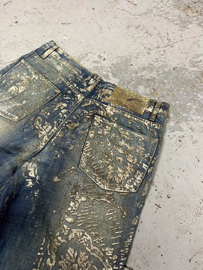 AW2007 Cavalli Blue Golden Aged Royal Denim Jeans (M) gxFQNnW 8