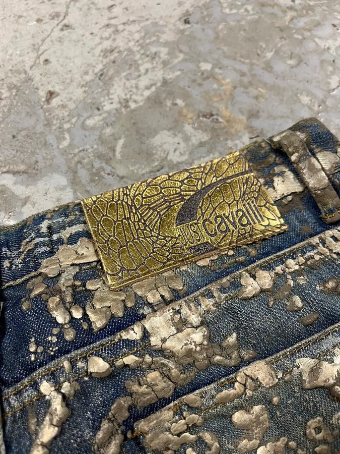 AW2007 Cavalli Blue Golden Aged Royal Denim Jeans (M) gxFQNnW 9