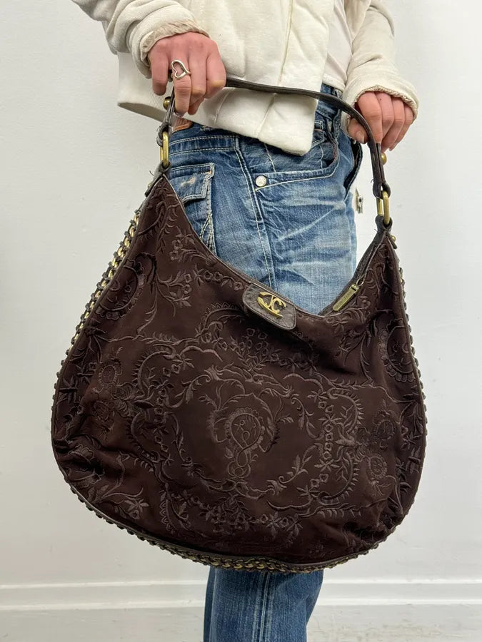 AW2007 Cavalli Brown Embroided Chain Handle Bag BBxeWyc 1