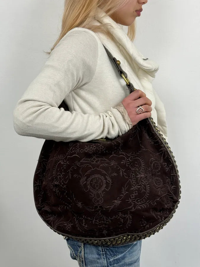 AW2007 Cavalli Brown Embroided Chain Handle Bag BBxeWyc 2