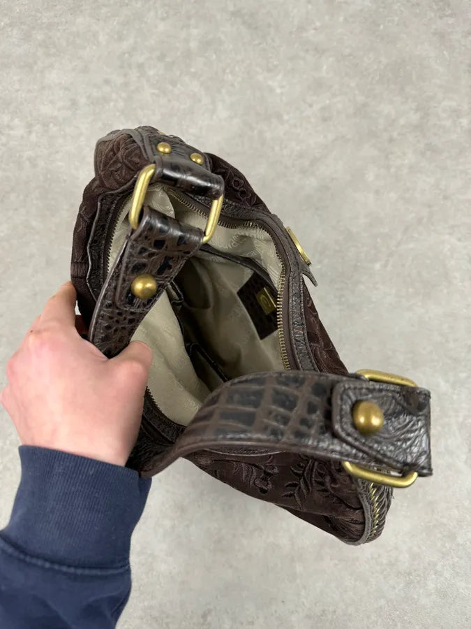 AW2007 Cavalli Brown Embroided Chain Handle Bag BBxeWyc 6