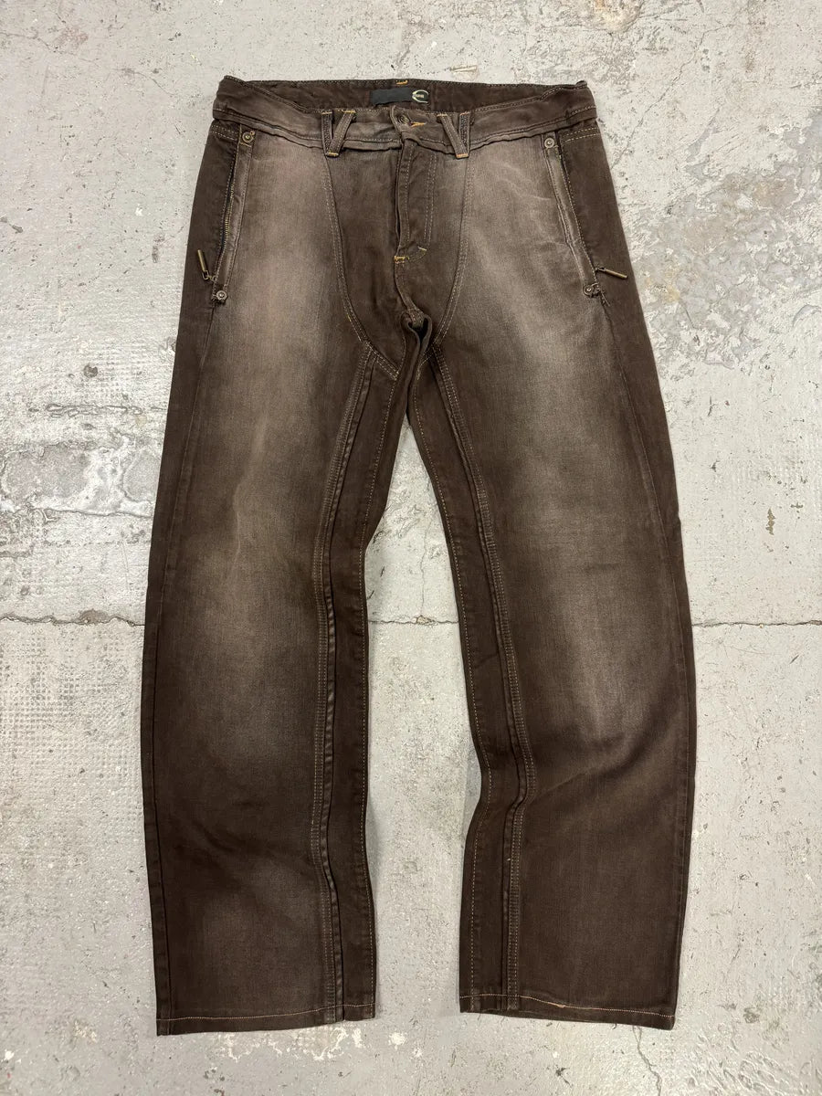 AW2007 Cavalli Brown Faded Avant-Garde Jeans (M/L) dMJcUOU 3