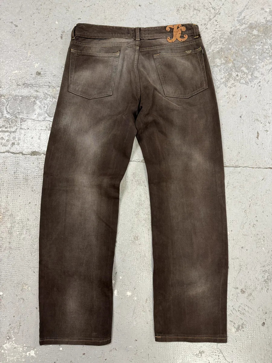 AW2007 Cavalli Brown Faded Avant-Garde Jeans (M/L) dMJcUOU 4