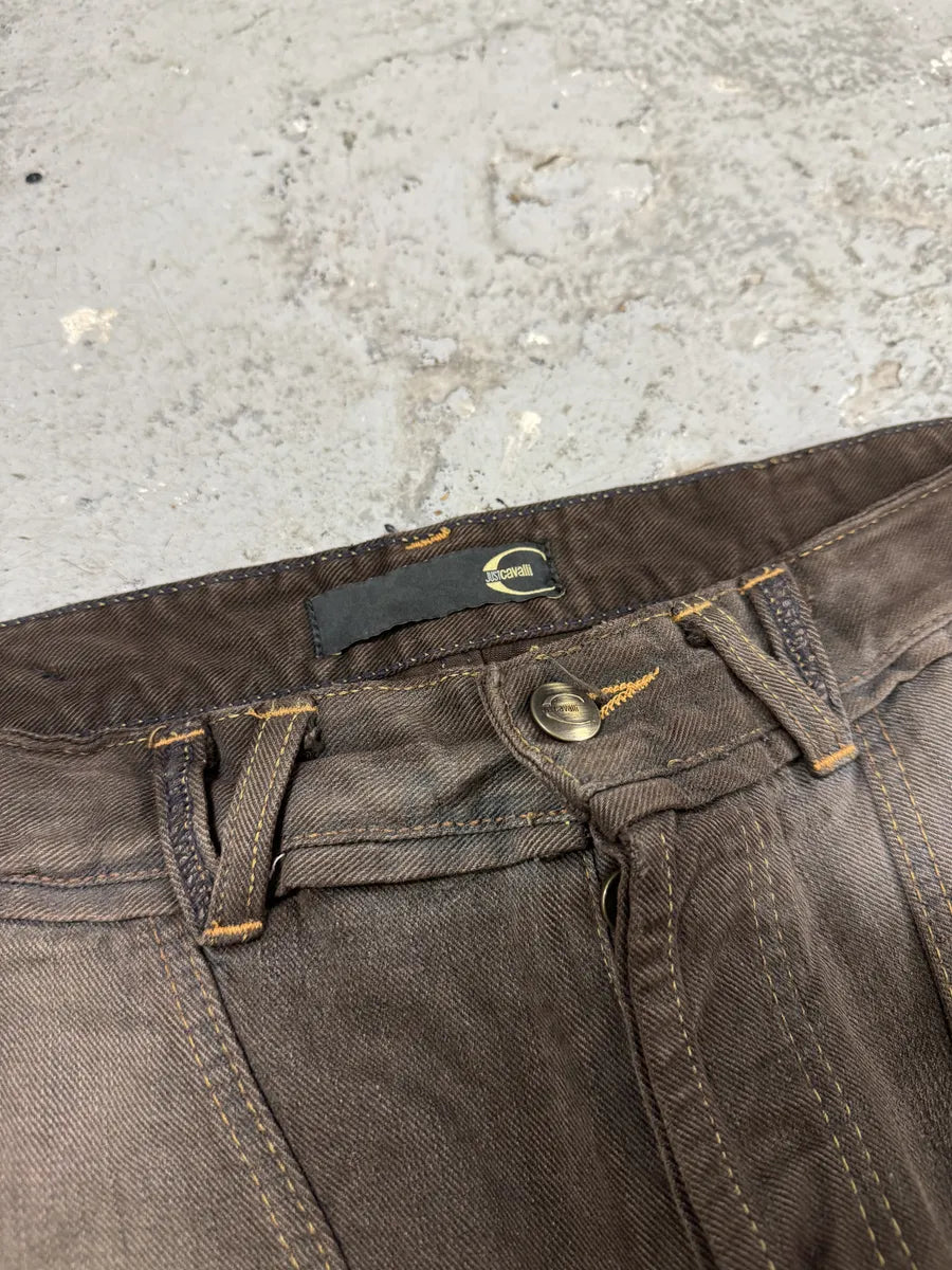 AW2007 Cavalli Brown Faded Avant-Garde Jeans (M/L) dMJcUOU 7