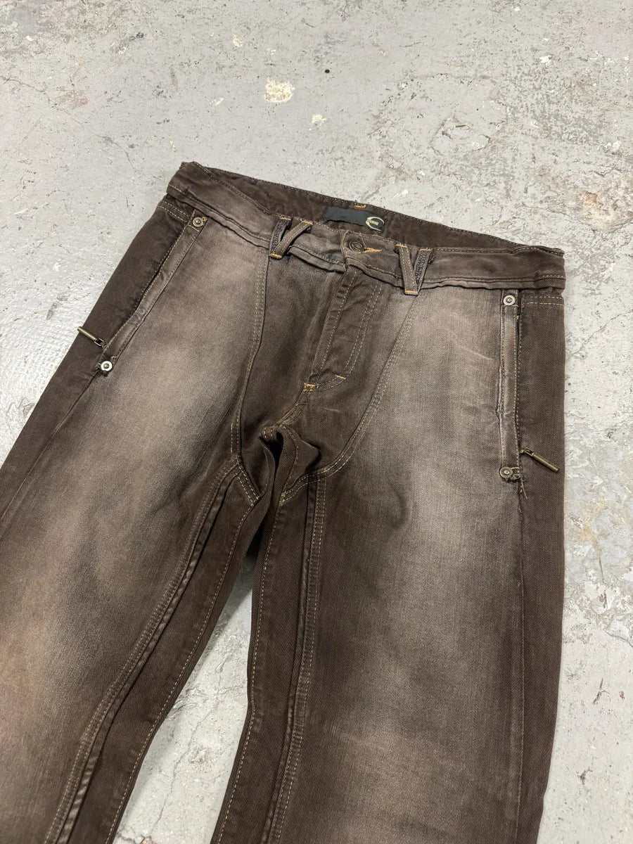 AW2007 Cavalli Brown Faded Avant-Garde Jeans (M/L) dMJcUOU 8
