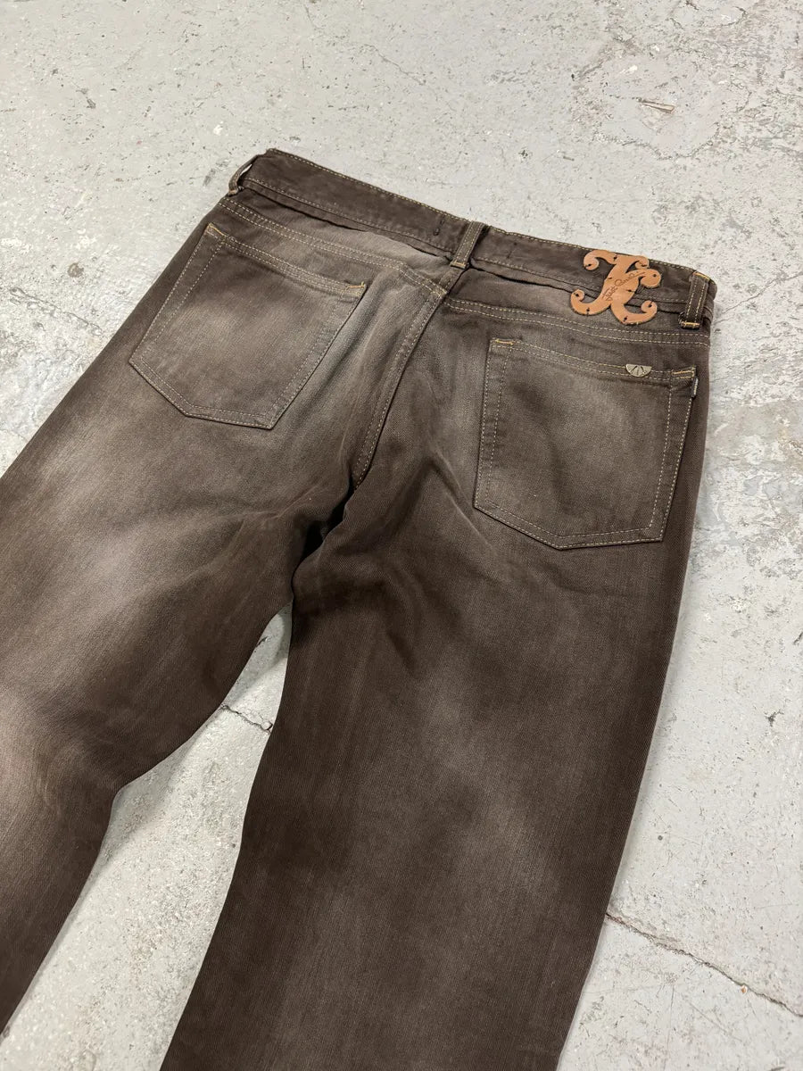 AW2007 Cavalli Brown Faded Avant-Garde Jeans (M/L) dMJcUOU 9