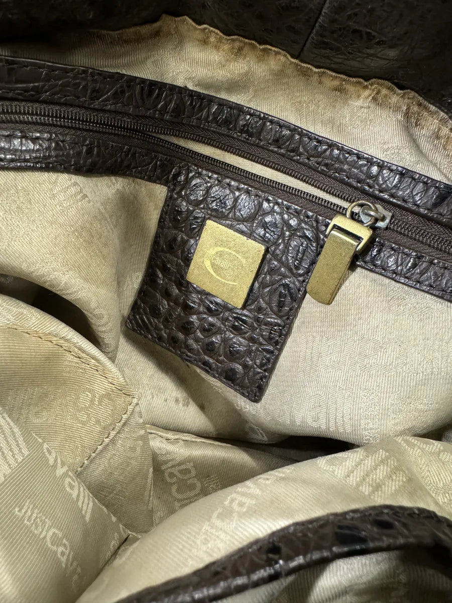 AW2007 Cavalli Brown Ornament Laced Crossbody Shoulder Bag NLIrdAy 11