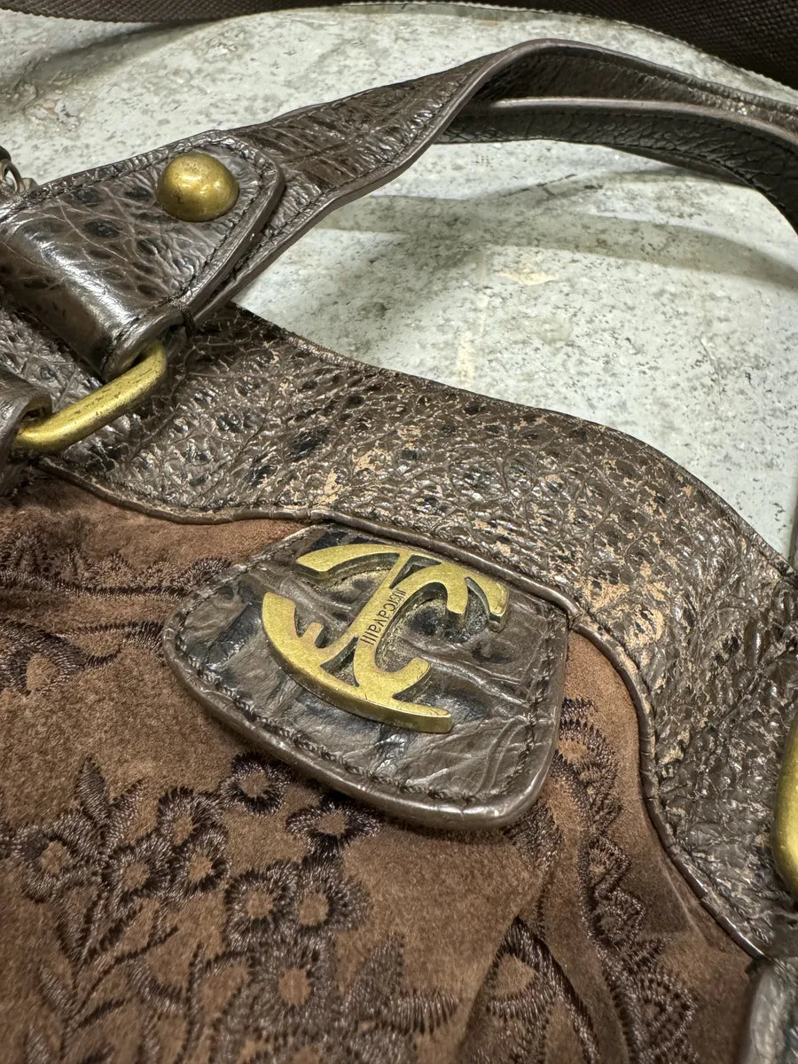 AW2007 Cavalli Brown Ornament Laced Crossbody Shoulder Bag NLIrdAy 13