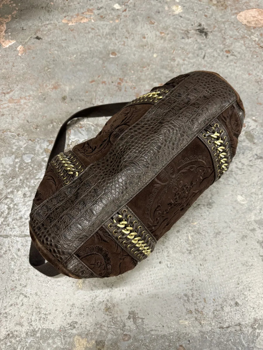AW2007 Cavalli Brown Ornament Laced Crossbody Shoulder Bag NLIrdAy 5