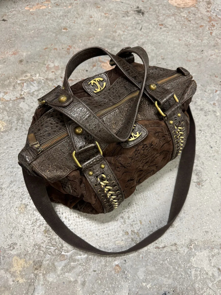 AW2007 Cavalli Brown Ornament Laced Crossbody Shoulder Bag NLIrdAy 6