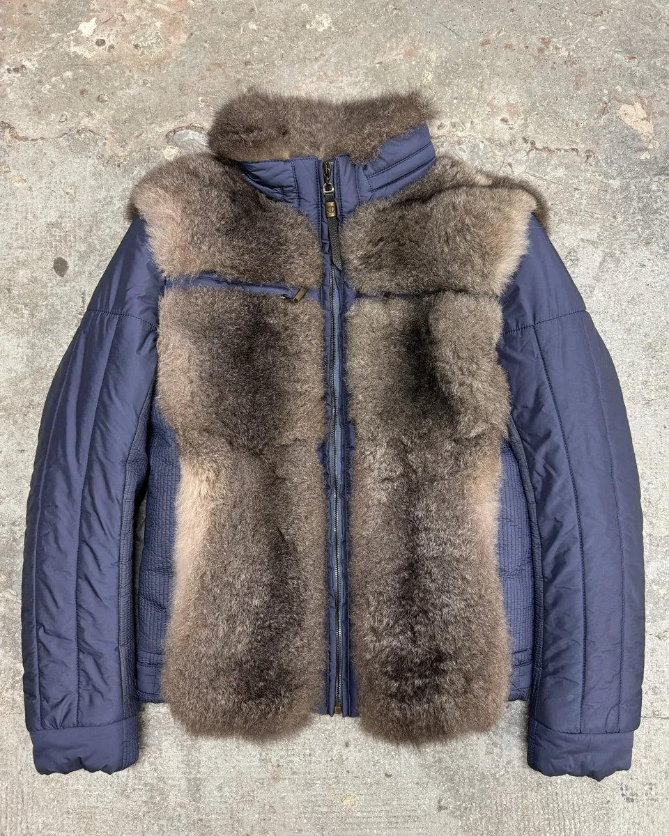 AW2007 Cavalli Fur Hybrid Navy Puffer Jacket (M) 0