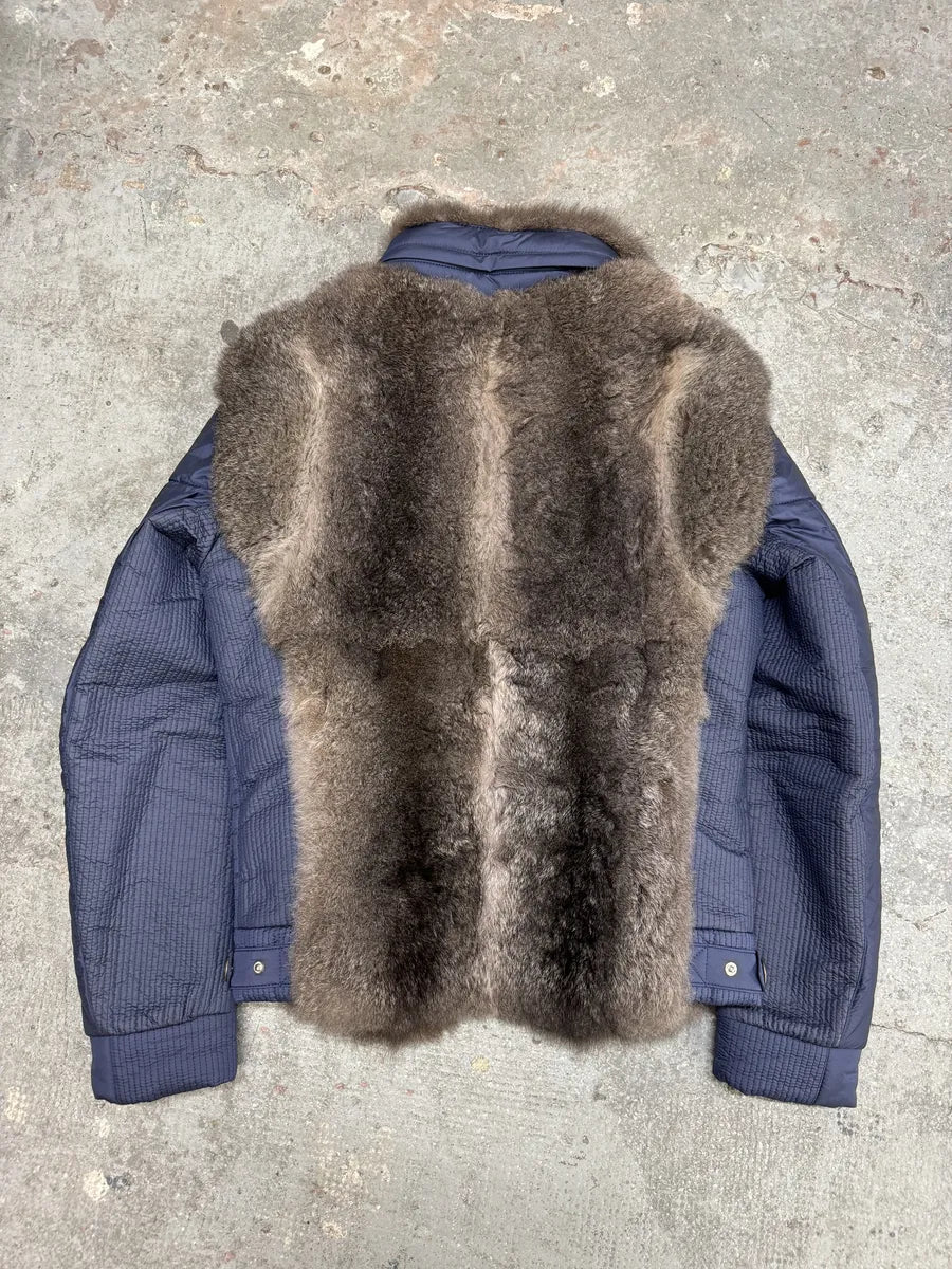 AW2007 Cavalli Fur Hybrid Navy Puffer Jacket (M) 1